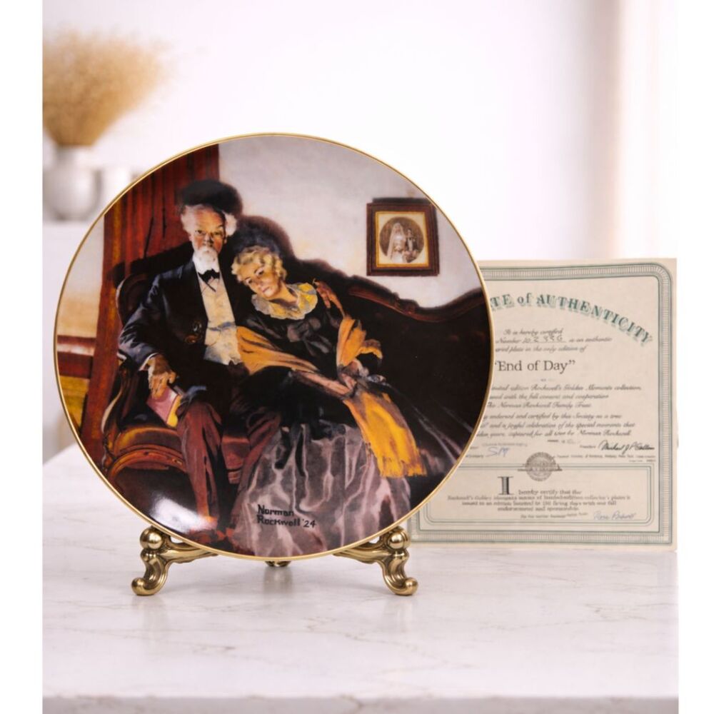 Norman Rockwell “End of Day” Vintage Collector Plate COA Golden Moments Series